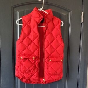 J. Crew Coral Quilted Vest with Gold Zipper